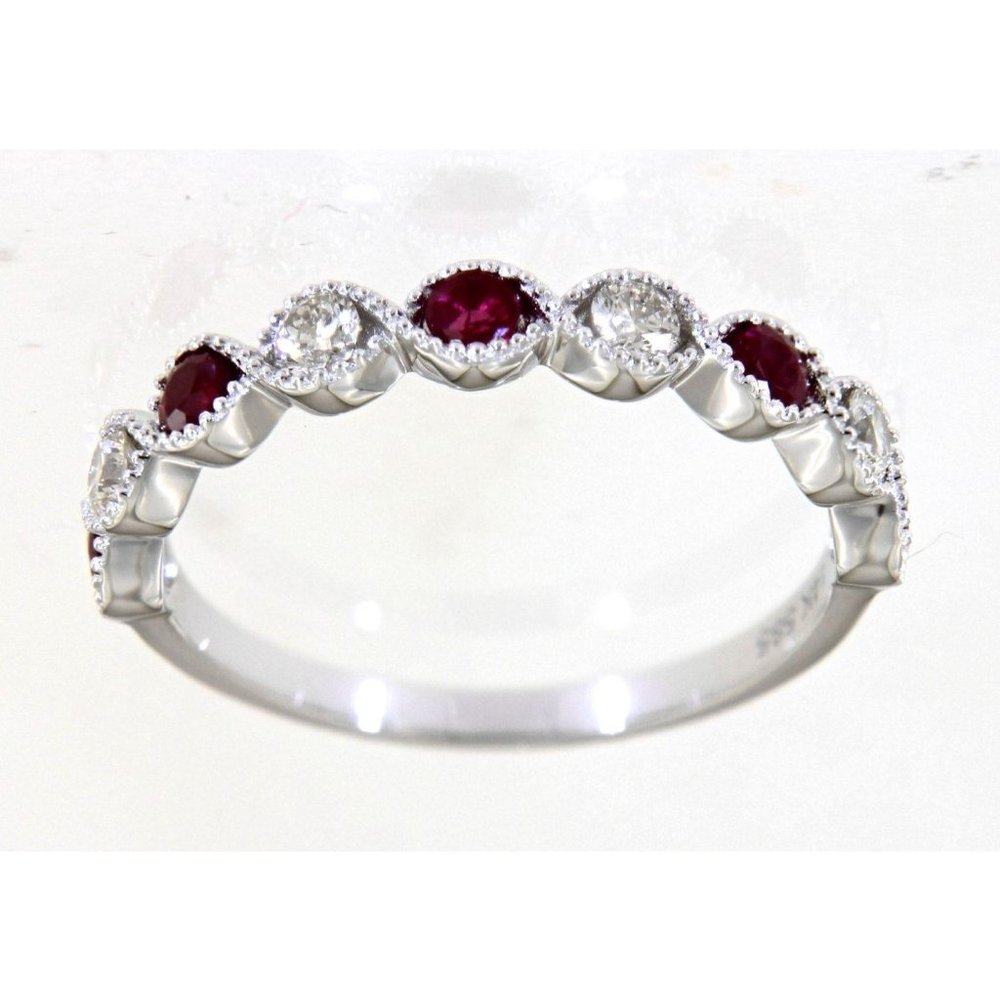 Real Diamond Marquise Style Ruby Gemstone Band